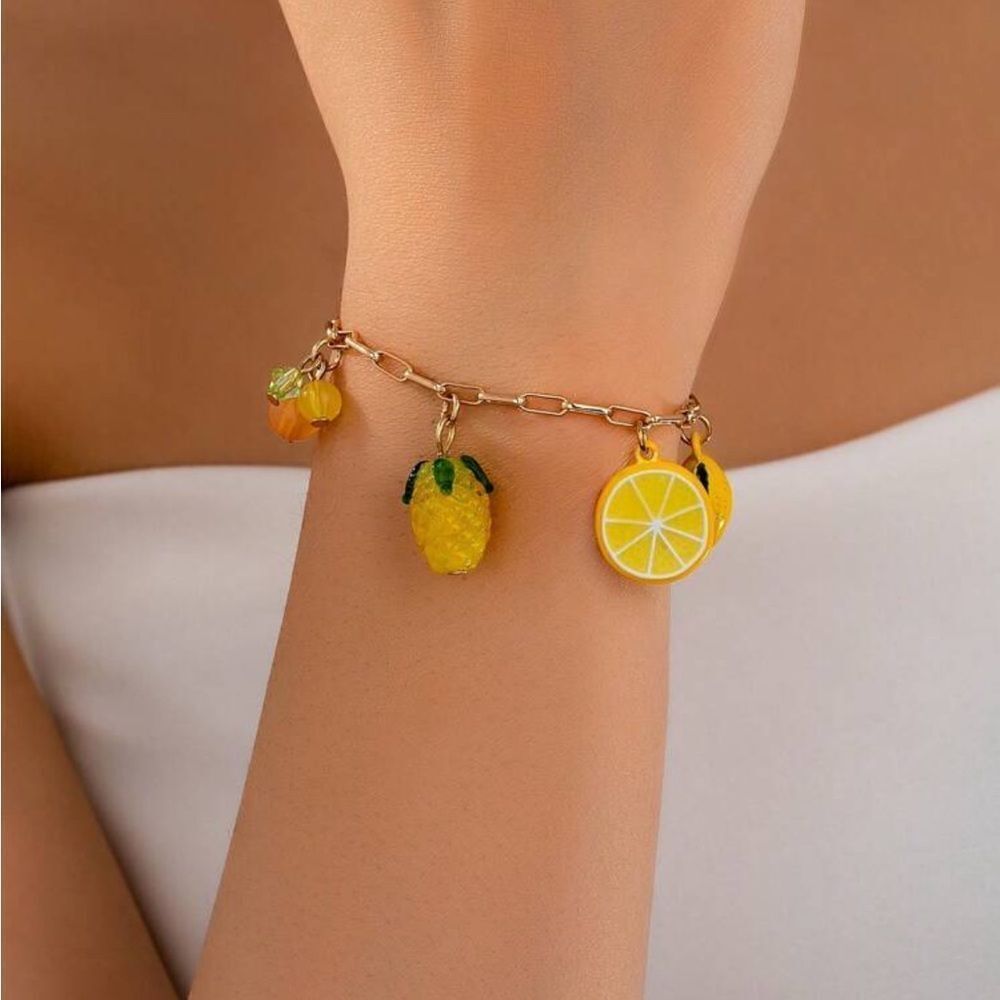 Charming Gold Lemon Charm Bracelet S907